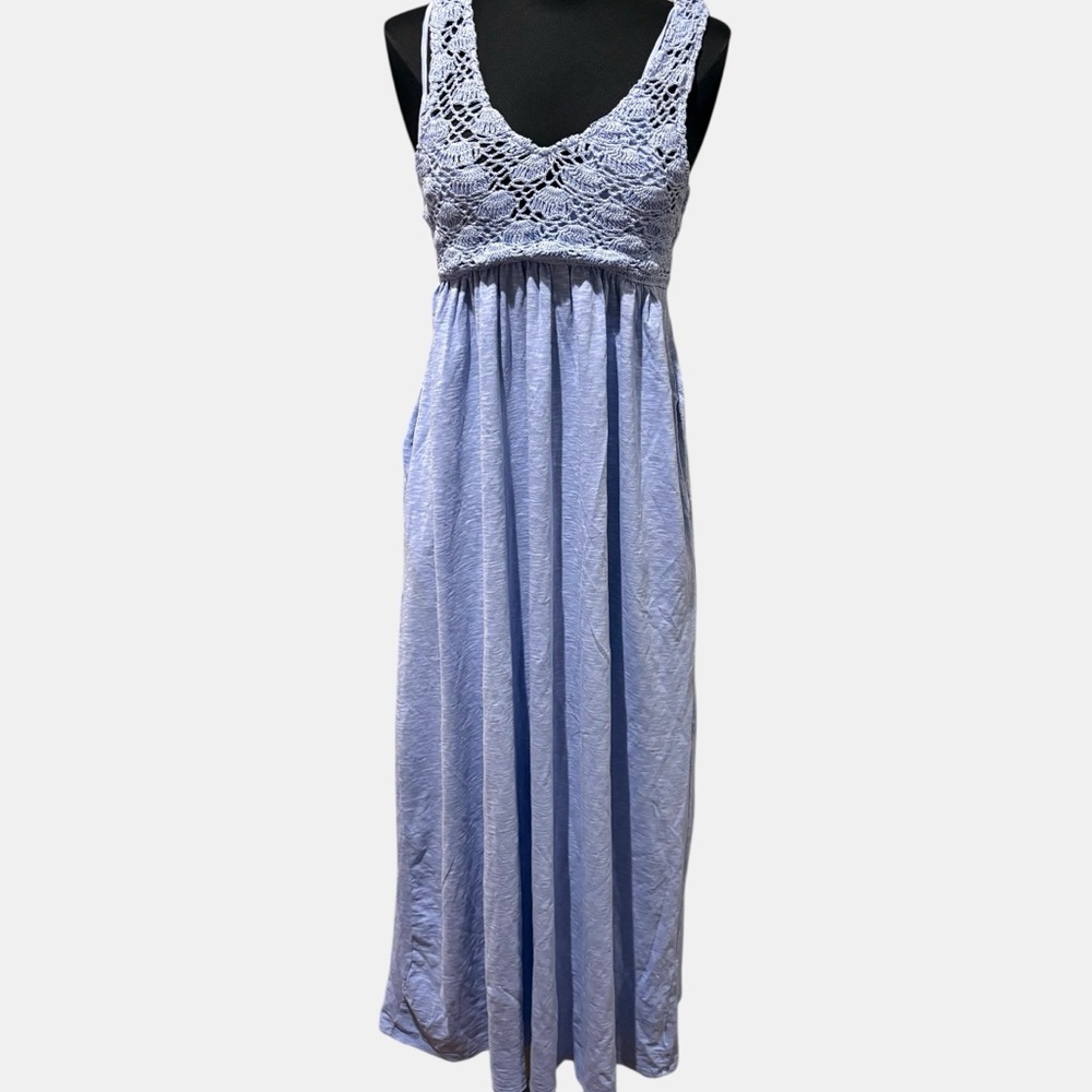 Aerie Light Blue Crochet Maxi Dress